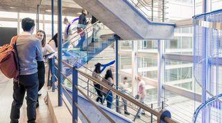 colleagues on Gothenburg site stairwell  